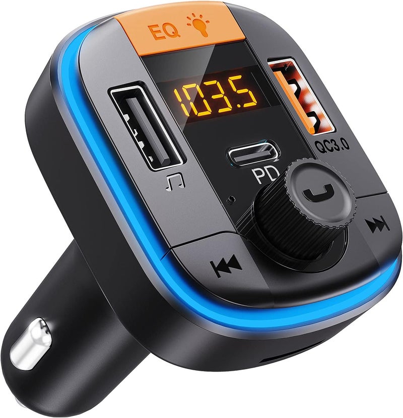 Baishun جهاز إرسال FM بلوتوث للسيارة - محول بلوتوث 5.0 PD20W + QC3.0 لمشغل الموسيقى وشاحن السيارة يدعم المكالمات بدون استخدام اليدين سيري مساعد جوجل - Image 1